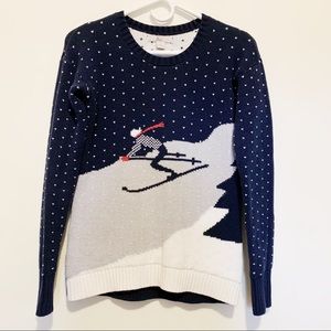 Bass Ski Snow Blue Pullover Crewneck Sweater Small